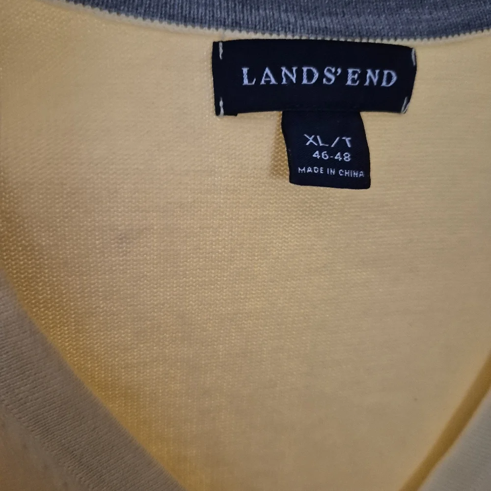 Lands' End Men's V-Neck Sweater in Soft Yellow